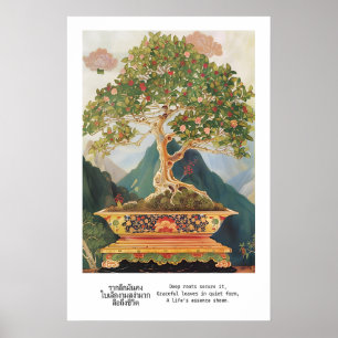 Thai Bonsai Tree Art Print Traditional Nature
