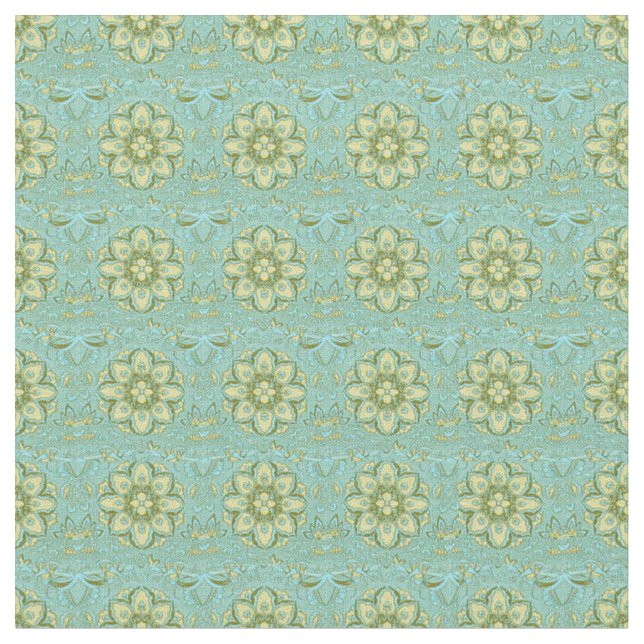 Thai Brocades Blue Green Fabric (Close Up)