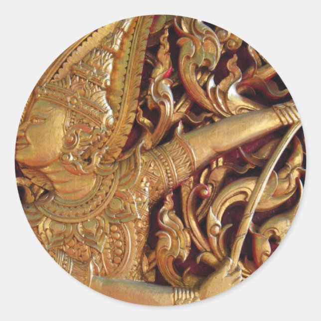 Thai Buddhist Temple Detail Classic Round Sticker (Front)