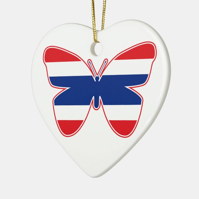 Thai Butterfly Flag Ceramic Tree Decoration (Left)