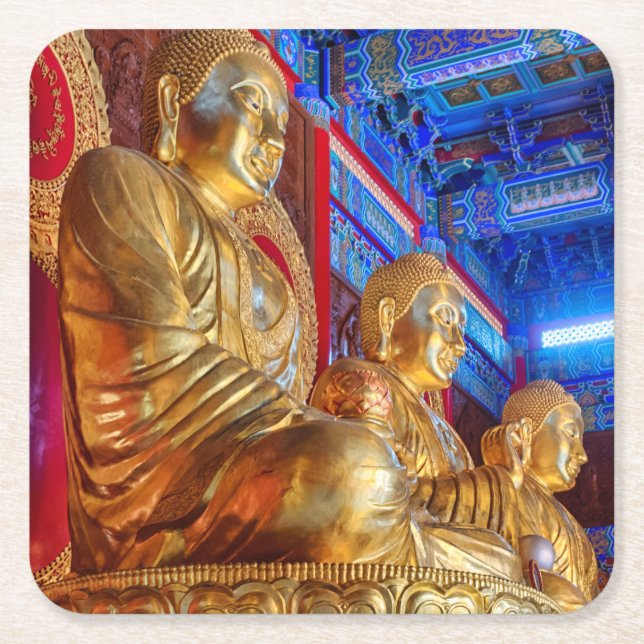 Thai China Buddha Image statue Square Paper Coaster (Front)