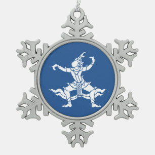 Thai Dancer ⚠ Thailand Sign ⚠ Snowflake Pewter Christmas Ornament