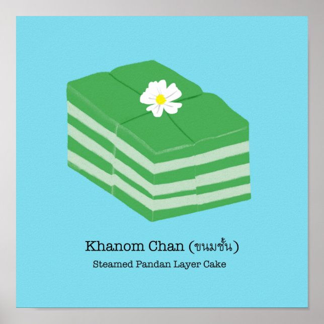 Thai Dessert/Snack Khanom Chan - Bright Blue Poster (Front)