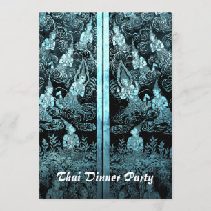 Thai Dinner Theme Party Invitation Blue