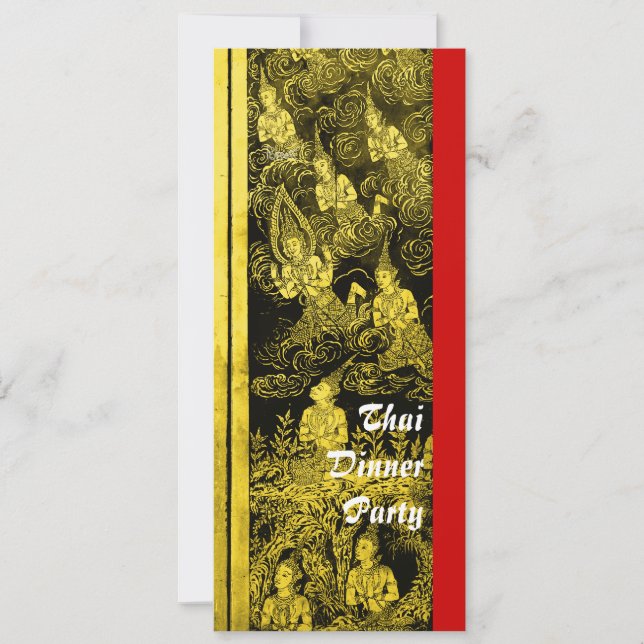 Thai Dinner Theme Party Invitation Gold (Front)