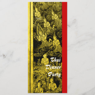 Thai Dinner Theme Party Invitation Gold