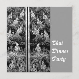 Thai Dinner Theme Party Invitation Silver