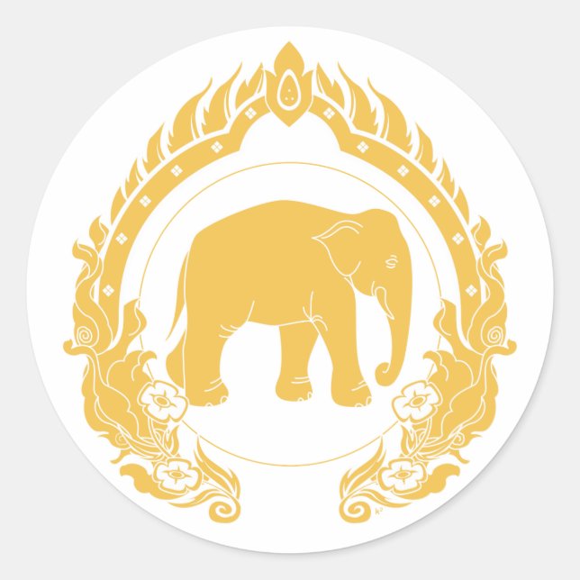 Thai Elephant Classic Round Sticker (Front)