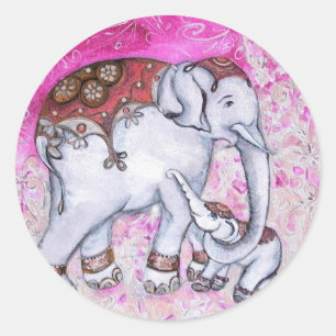 THAI ELEPHANTS CLASSIC ROUND STICKER