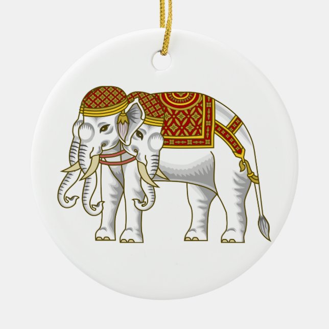 Thai Erawan White Elephant Ceramic Tree Decoration (Front)