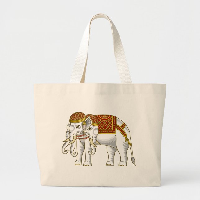 Thai Erawan White Elephant Large Tote Bag (Front)
