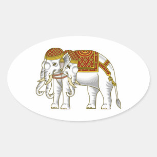 Thai Erawan White Elephant Oval Sticker