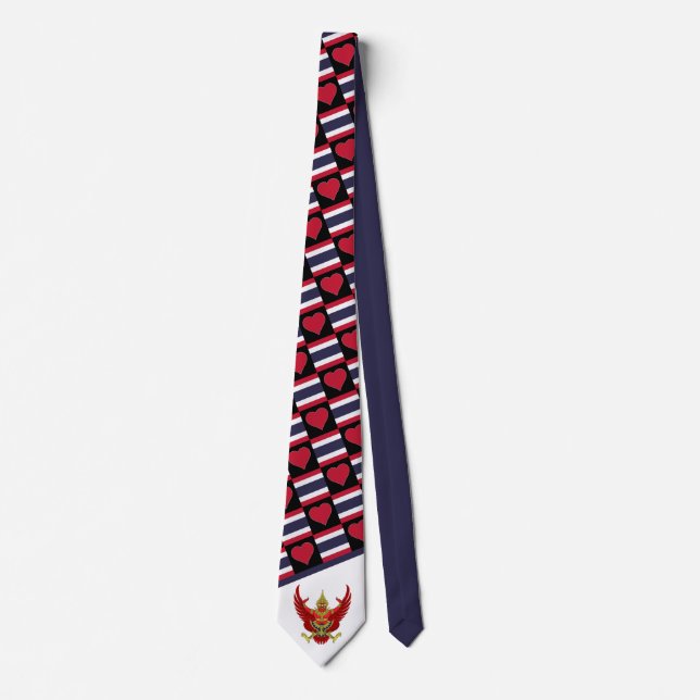 Thai Flag and Emblem of Thailand National Pride Tie (Front)