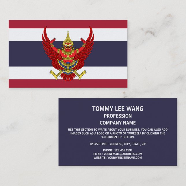 Thai Flag & Emblem, Flag of Thailand Business Card (Front/Back)