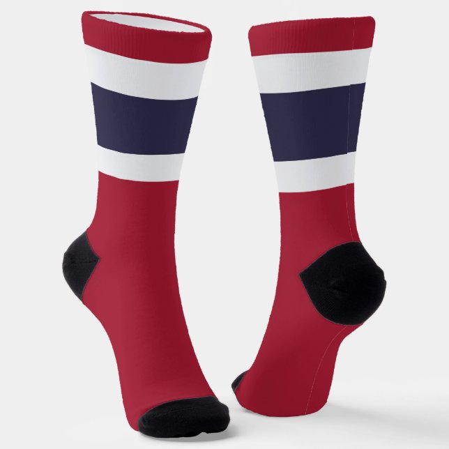 Thai Flag of Thailand Fun Patriotic National Pride Socks (Angled)