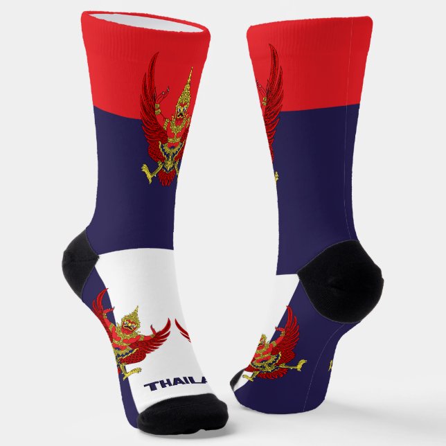 Thai Flag Patriotic, Sustainable Thailand Premium Socks (Angled)