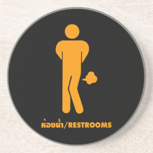 THAI FOOD CAN BE SPICY ⚠ Funny Sign : Restrooms ⚠ Coaster