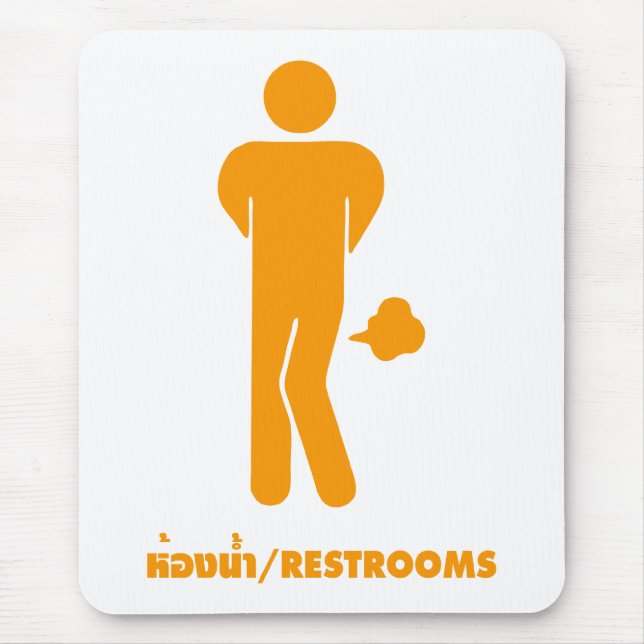 THAI FOOD CAN BE SPICY ⚠ Funny Sign : Restrooms ⚠ Mouse Mat (Front)