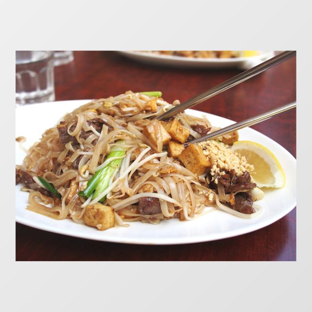 Thai Food Noodle Fried Noodles Meal Restaurant Window Cling (Sheet)
