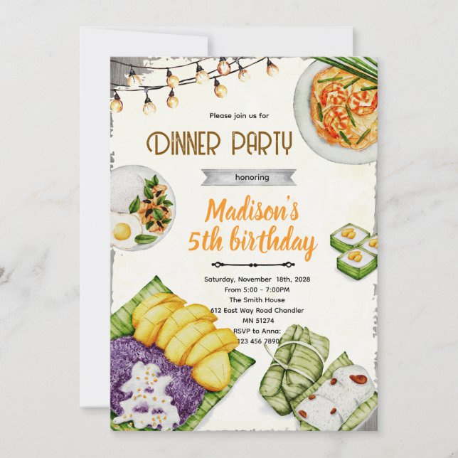 Thai food party invitation (Front)