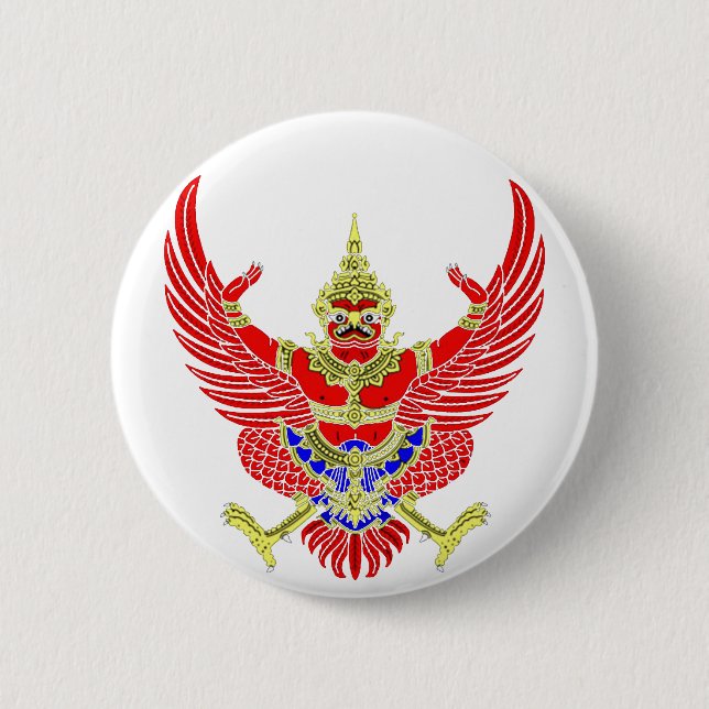 THAI GARUDA - KROOTH - SANSKRIT 6 CM ROUND BADGE (Front)