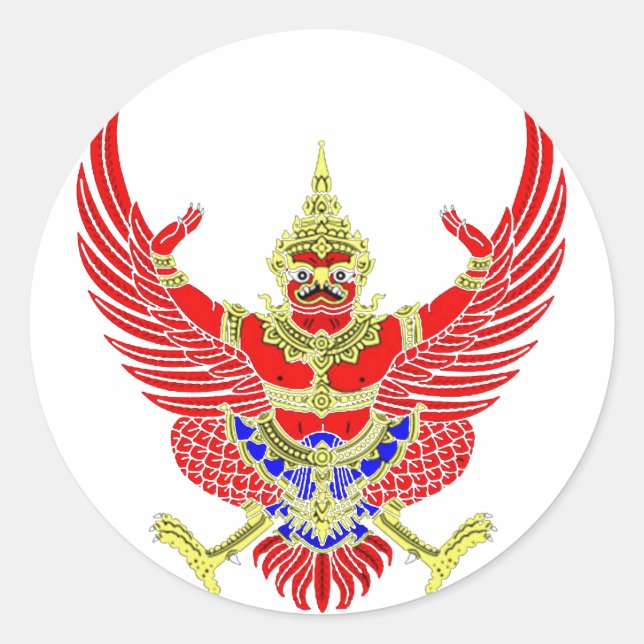 THAI GARUDA - KROOTH - SANSKRIT CLASSIC ROUND STICKER (Front)
