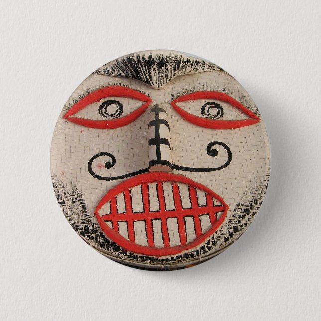 Thai Ghost Face, Phi Ta Khon Mask Festival, Loei 6 Cm Round Badge (Front)