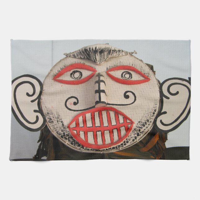 Thai Ghost Face, Phi Ta Khon Mask Festival, Loei Tea Towel (Horizontal)