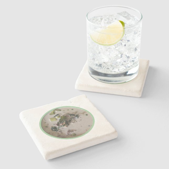 Thai Green Curry [แกงเขียวหวาน] ... Asian Food Stone Coaster (Side)