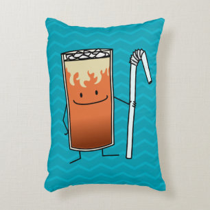 Thai Iced Tea & Bendy Straw Happy Drink Thailand Decorative Cushion