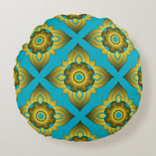 thai ikat seamless pattern background round cushion