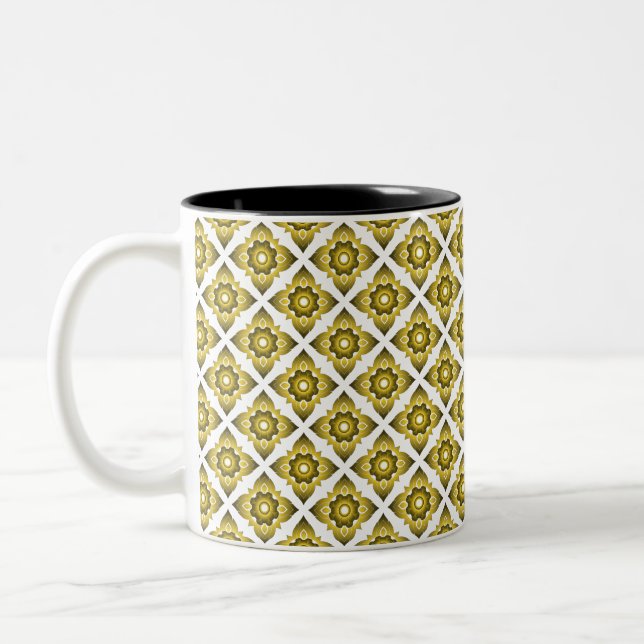 thai ikat seamless pattern background Two-Tone coffee mug (Left)