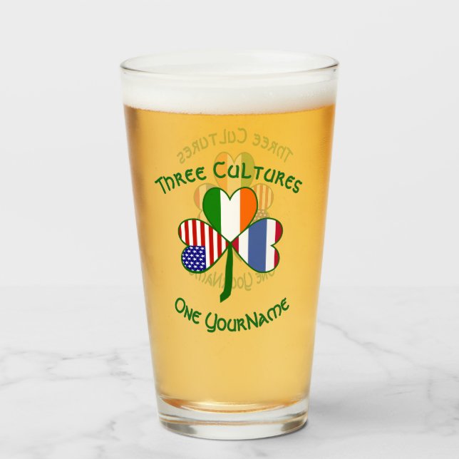 Thai Irish American Flags Shamrock Personalised  Glass (Front Filled)