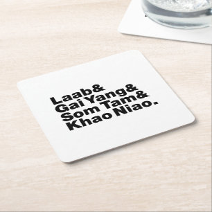 Thai Isaan Street Food Square Paper Coaster