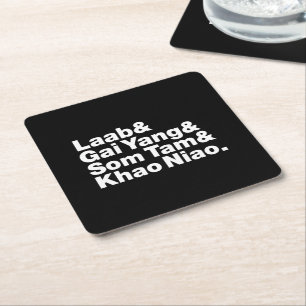 Thai Isaan Street Food Square Paper Coaster