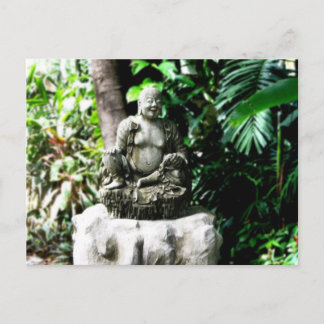Thai Laughing Buddha in Garden Postcard