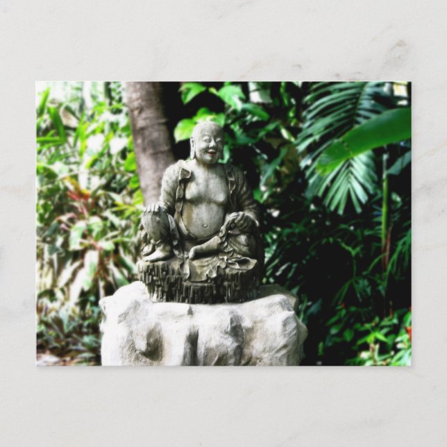 Thai Laughing Buddha in Garden Postcard (Front)