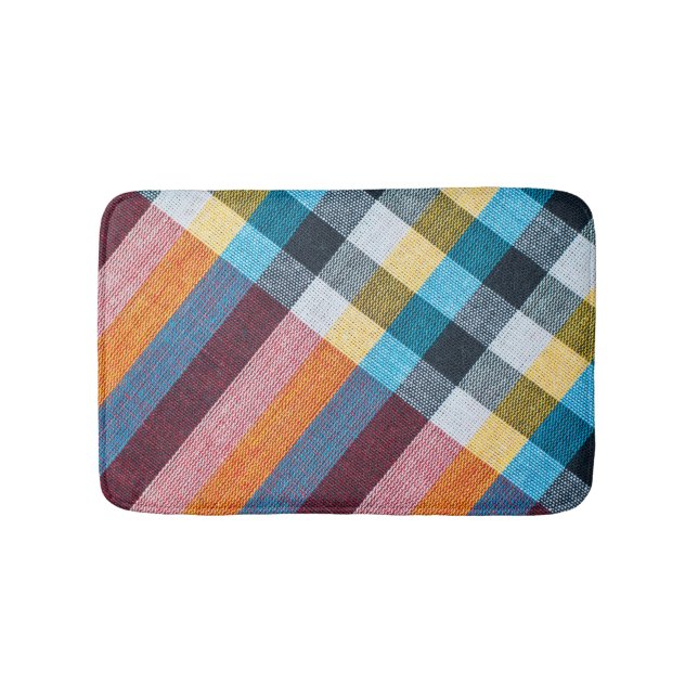 Thai Loincloth: Closeup Fabric Texture. Bath Mat (Front)