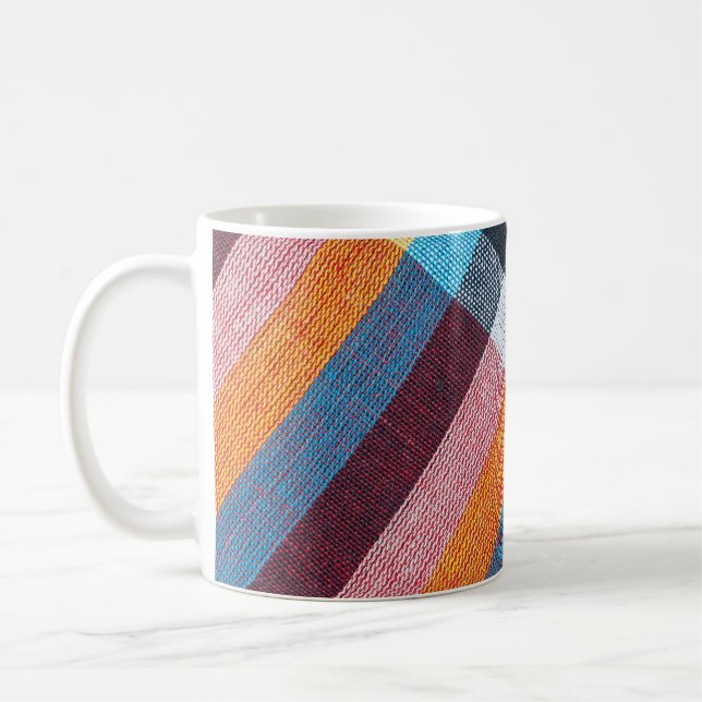 Thai Loincloth: Closeup Fabric Texture. Coffee Mug (Left)