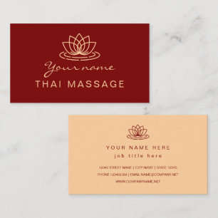 Thai Massage salon lotus flower logo Business Card