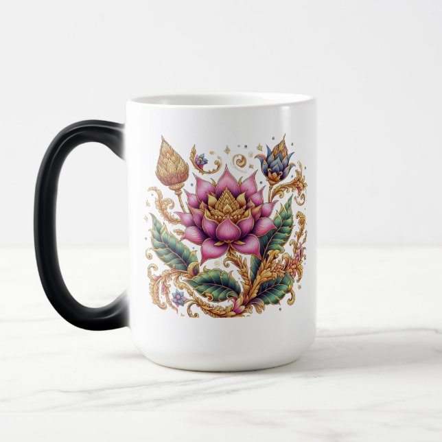 Thai Motif Flower Morphing Magic Mug (Left)