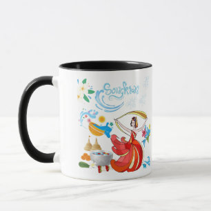 Thai new year radiance black & white mug
