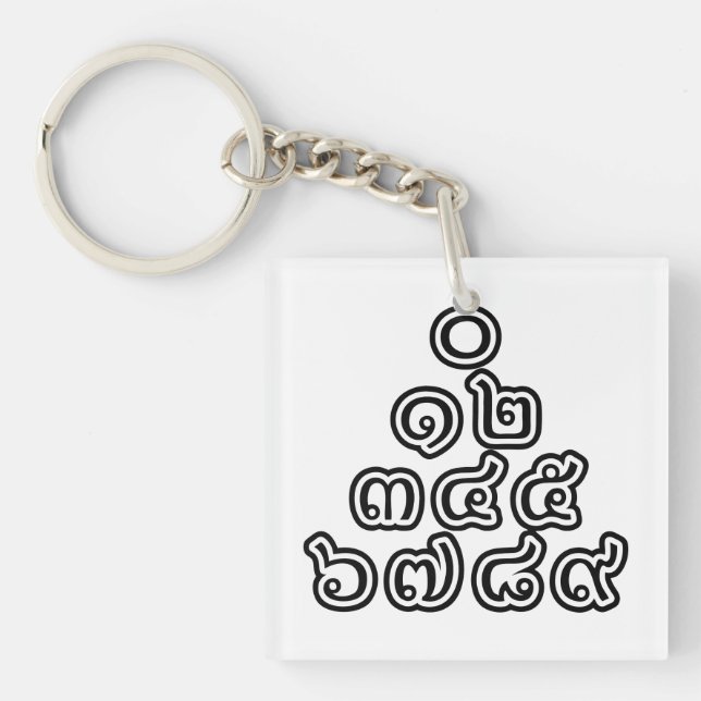 Thai Numbers Pyramid ♦ Thai Language Script ♦ Key Ring (Front)