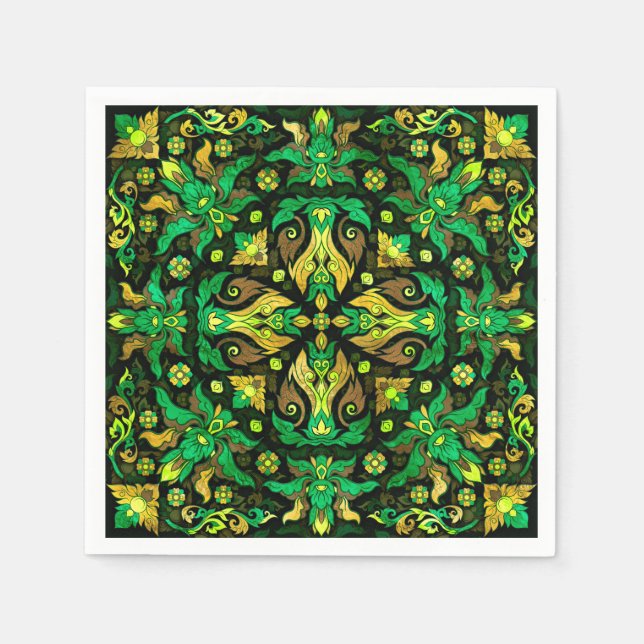 Thai Ornament - Gold and Green Napkin (Front)