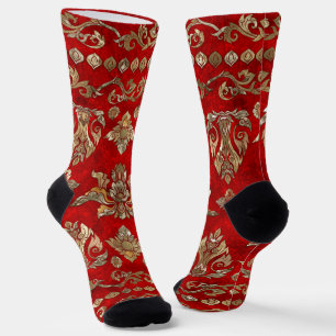 Thai Ornament - Gold and Red Socks