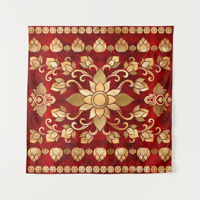 Thai Ornament - Gold and Red Tapestry (Front)