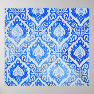 Thai pattern: ceramic tiled church. poster