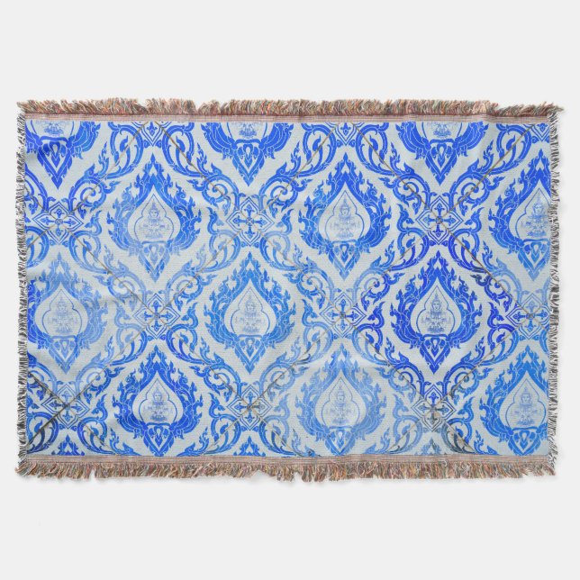 Thai pattern: ceramic tiled church. throw blanket (Front)