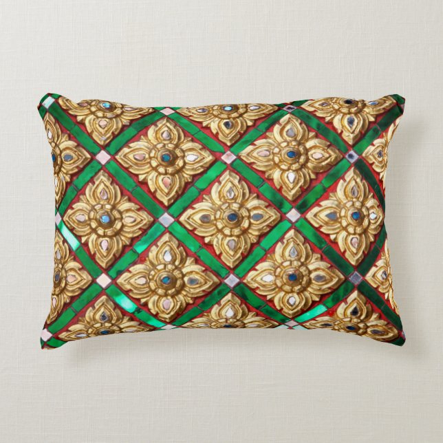 Thai pattern inside wall of Thai templethailand, a Decorative Cushion (Front)