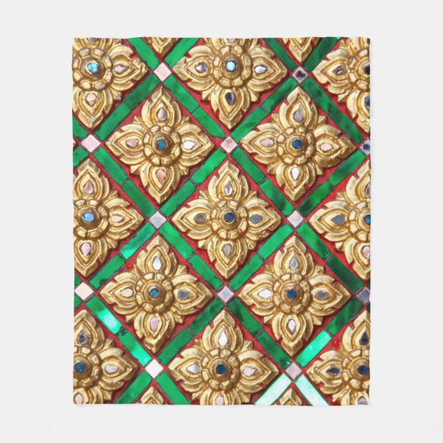 Thai pattern inside wall of Thai templethailand, a Fleece Blanket (Front)